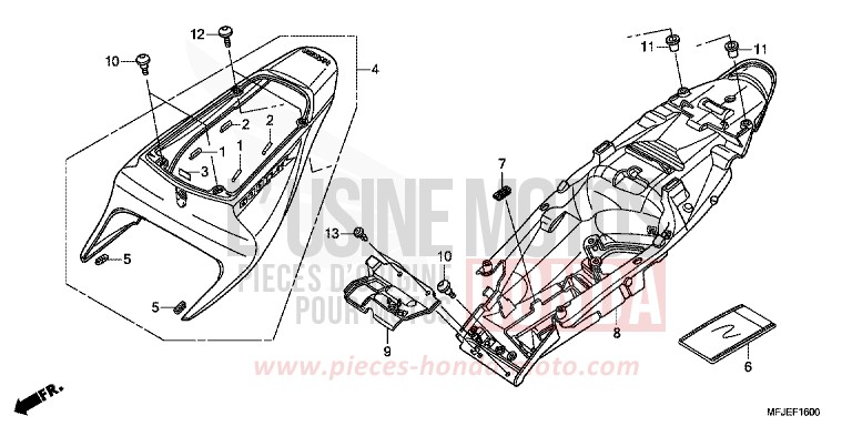 REAR COWL for CBR600RR ABS GRAPHITE BLACK (NHB01) from 2012